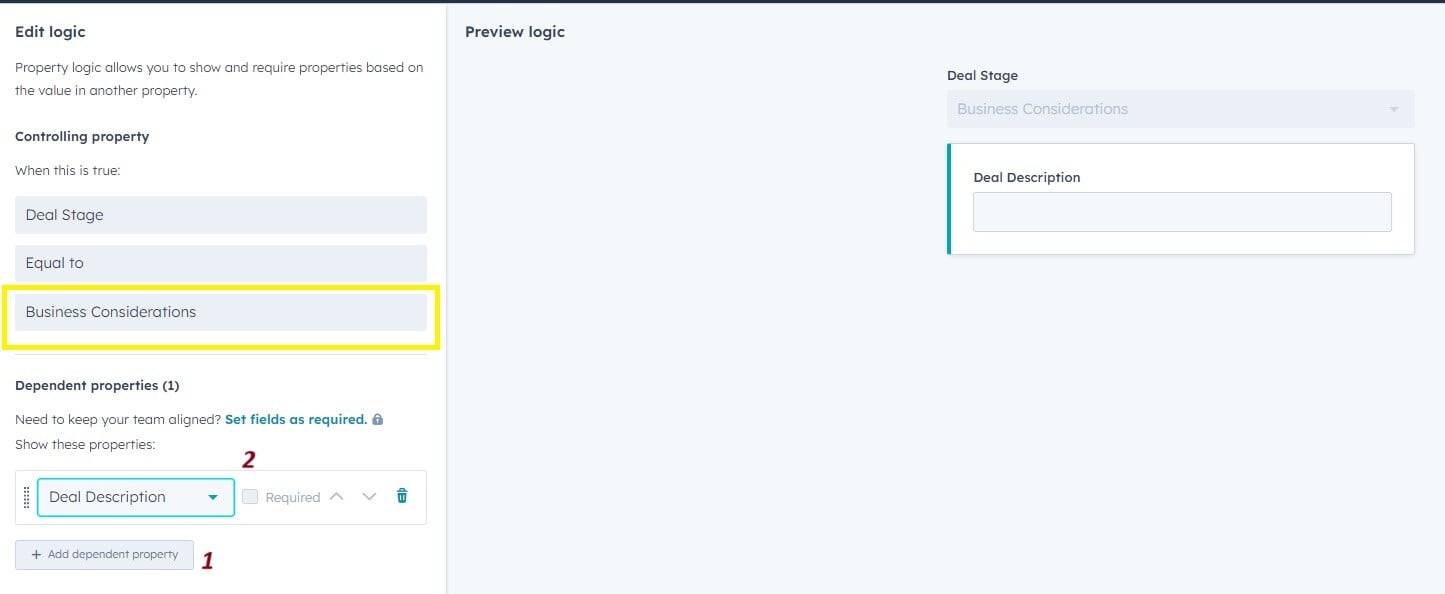 Conditional deal properties B