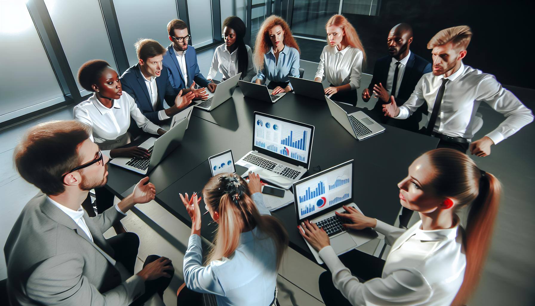 sales team using laptops to generate sales